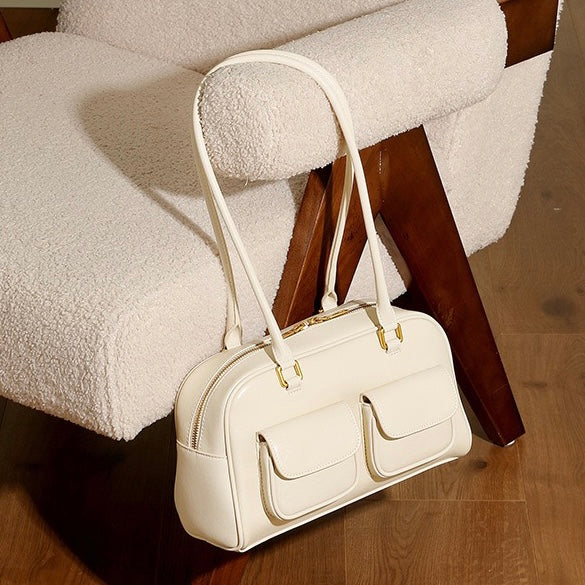 Timeless Vintage Leather Bowling Bag for Women