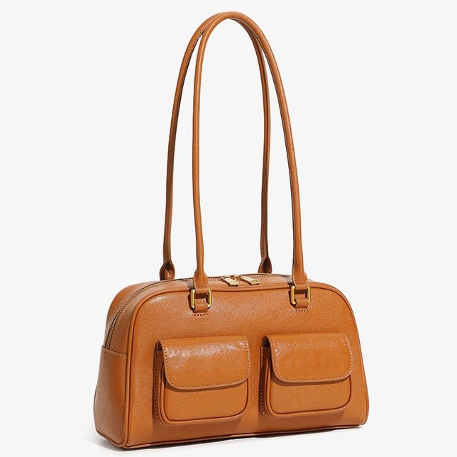Timeless Vintage Leather Bowling Bag for Women