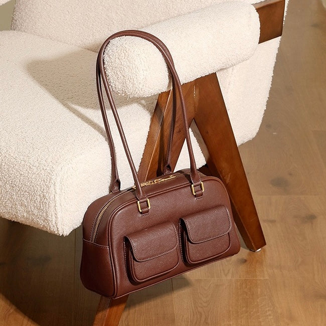 Timeless Vintage Leather Bowling Bag for Women