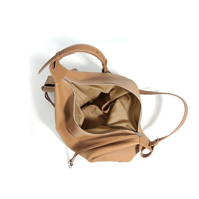 Elegant Genuine Leather Minimalist Dumpling Tote Handbag