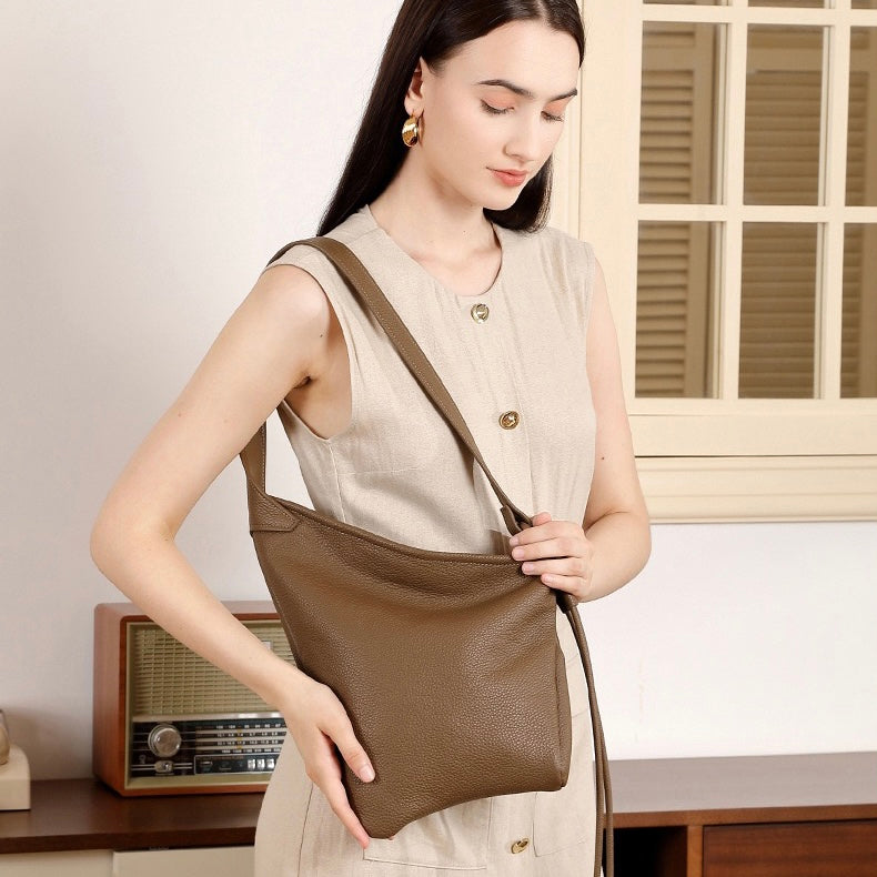 Asymmetric Luxe Slouchy Horn Shoulder Crossbody Bag