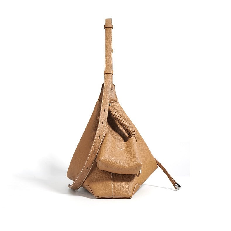Elegant Genuine Leather Minimalist Dumpling Tote Handbag