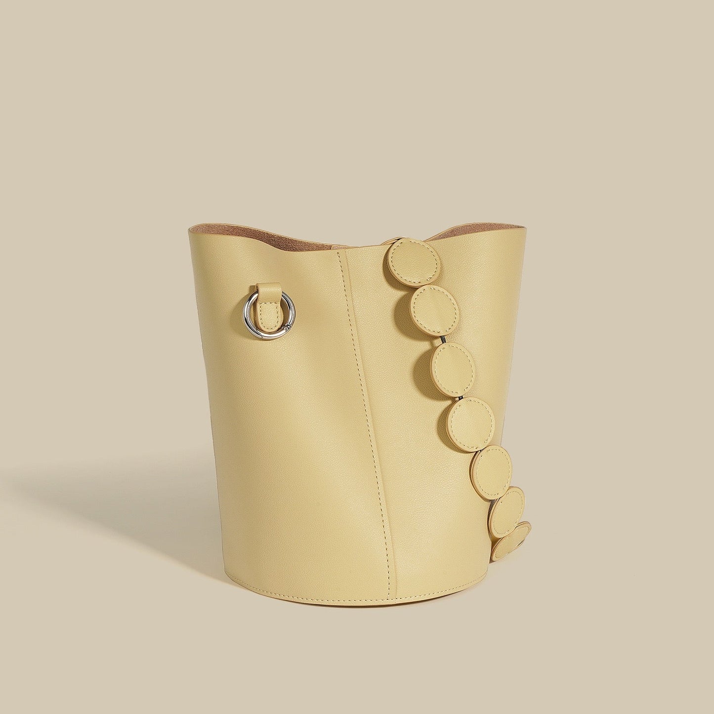 Elegant Women's Genuine Leather Bucket Bag with Adjustable Strap