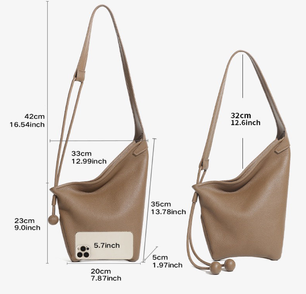 Asymmetric Luxe Slouchy Horn Shoulder Crossbody Bag