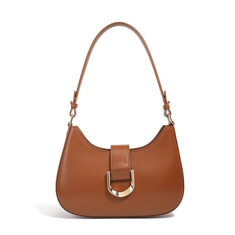 Soft Top-Grain Leather Minimalist Baguette Shoulder Bag