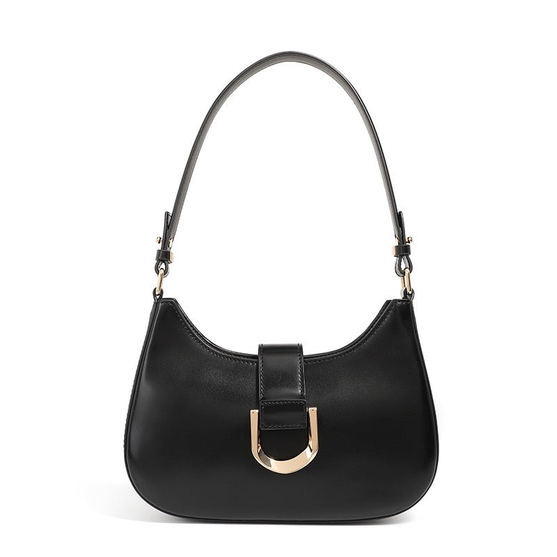 Soft Top-Grain Leather Minimalist Baguette Shoulder Bag