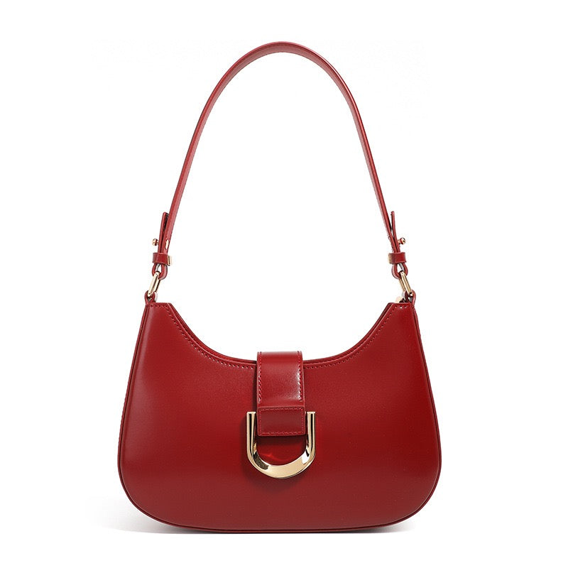Soft Top-Grain Leather Minimalist Baguette Shoulder Bag