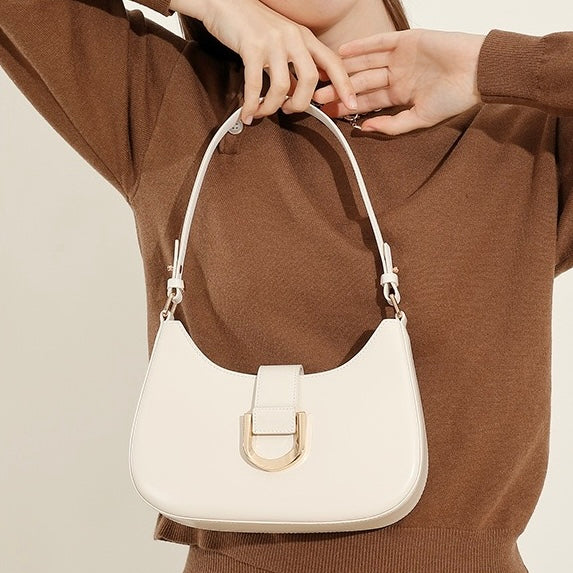 Soft Top-Grain Leather Minimalist Baguette Shoulder Bag