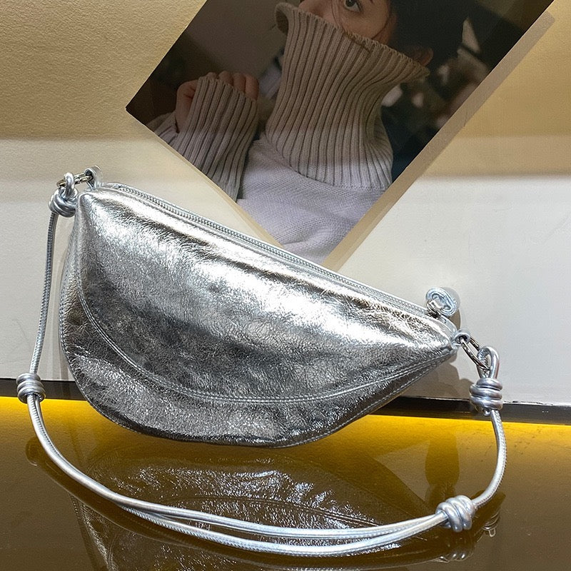 Genuine Leather Dumpling Saddle Bag for Women - Effortless Elegance