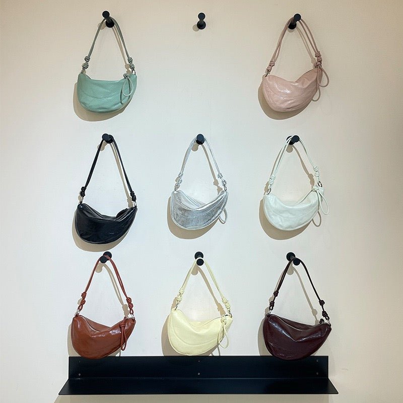 Genuine Leather Dumpling Saddle Bag for Women - Effortless Elegance