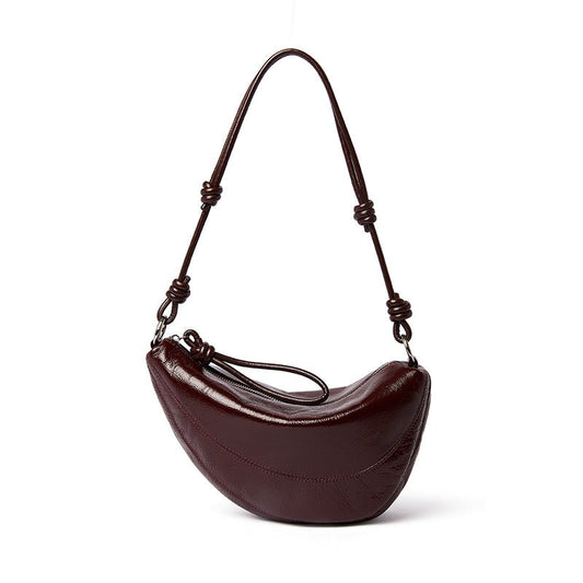 Genuine Leather Dumpling Saddle Bag for Women - Effortless Elegance