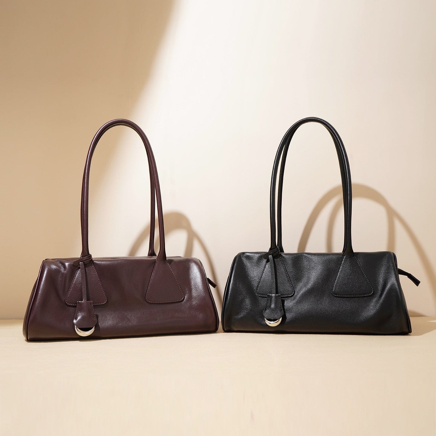 Elegant Vintage Leather Triangle Barrel Shoulder Bag - 2025 Edition