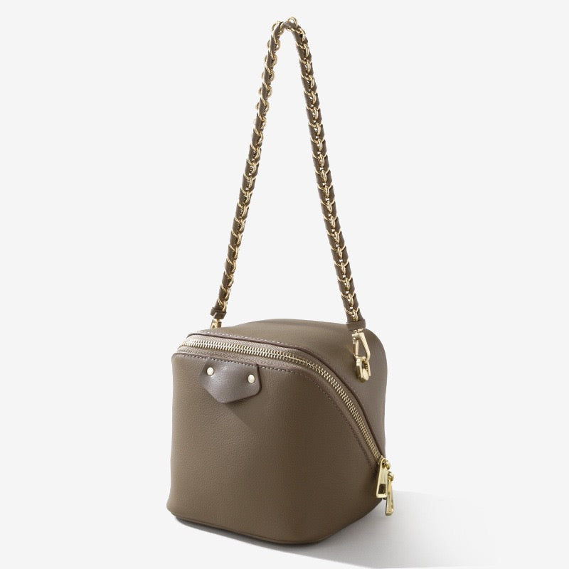 Women's Luxe Genuine Leather Square Elephant Bucket Bag