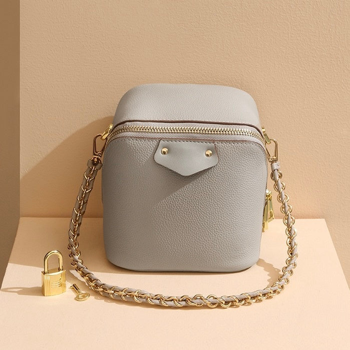 Women's Luxe Genuine Leather Square Elephant Bucket Bag