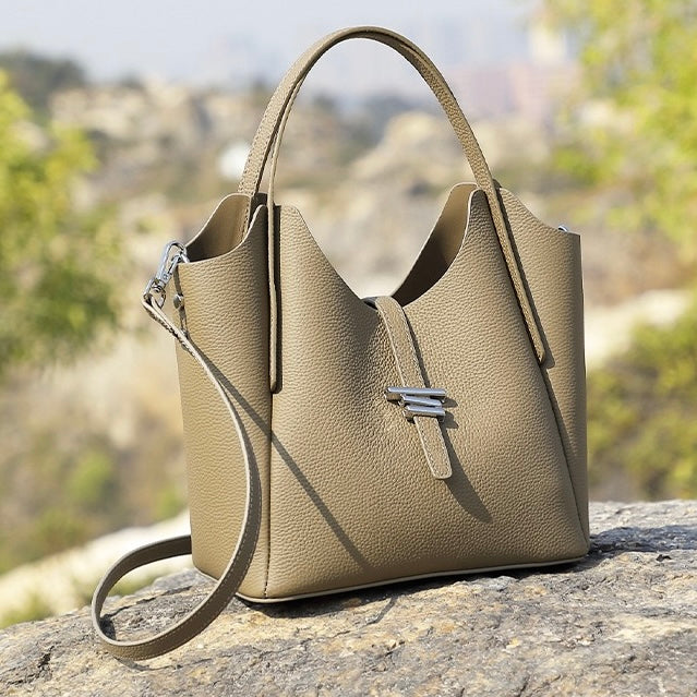 Elegant Genuine Leather Minimalist Commuter Crossbody Bag