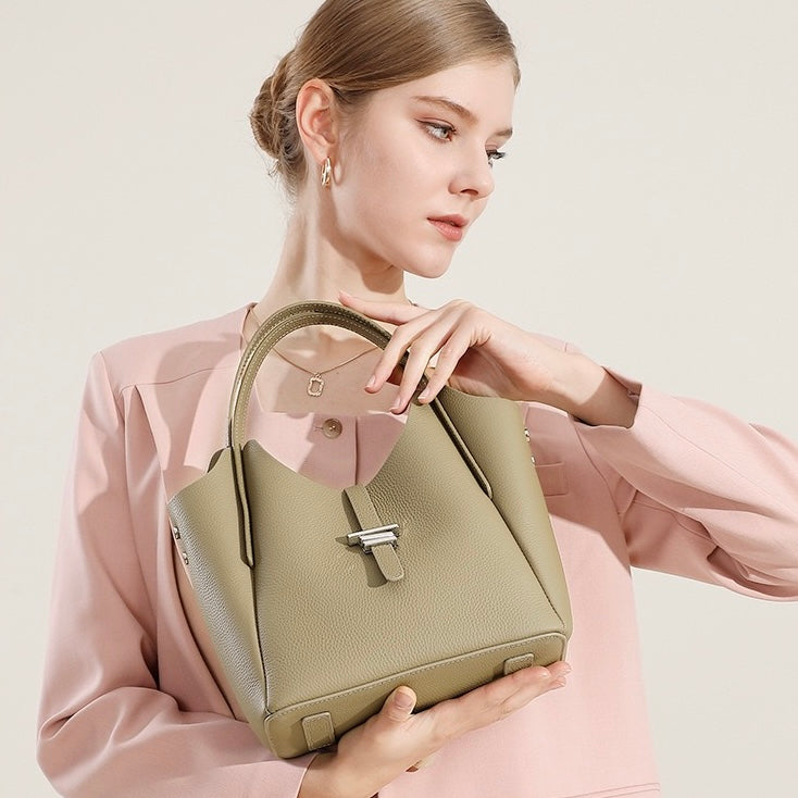 Elegant Genuine Leather Minimalist Commuter Crossbody Bag