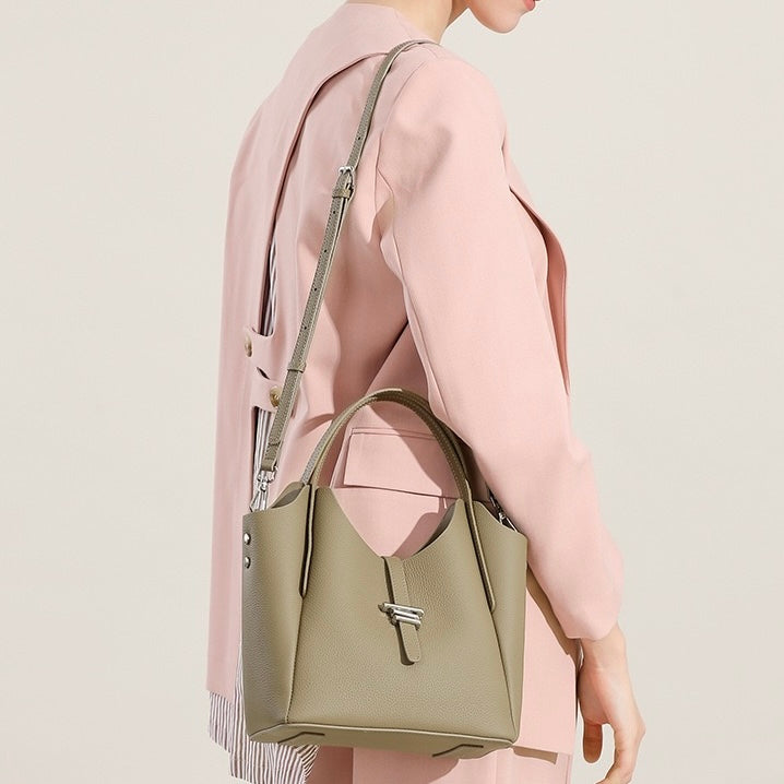 Elegant Genuine Leather Minimalist Commuter Crossbody Bag