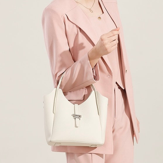 Elegant Genuine Leather Minimalist Commuter Crossbody Bag