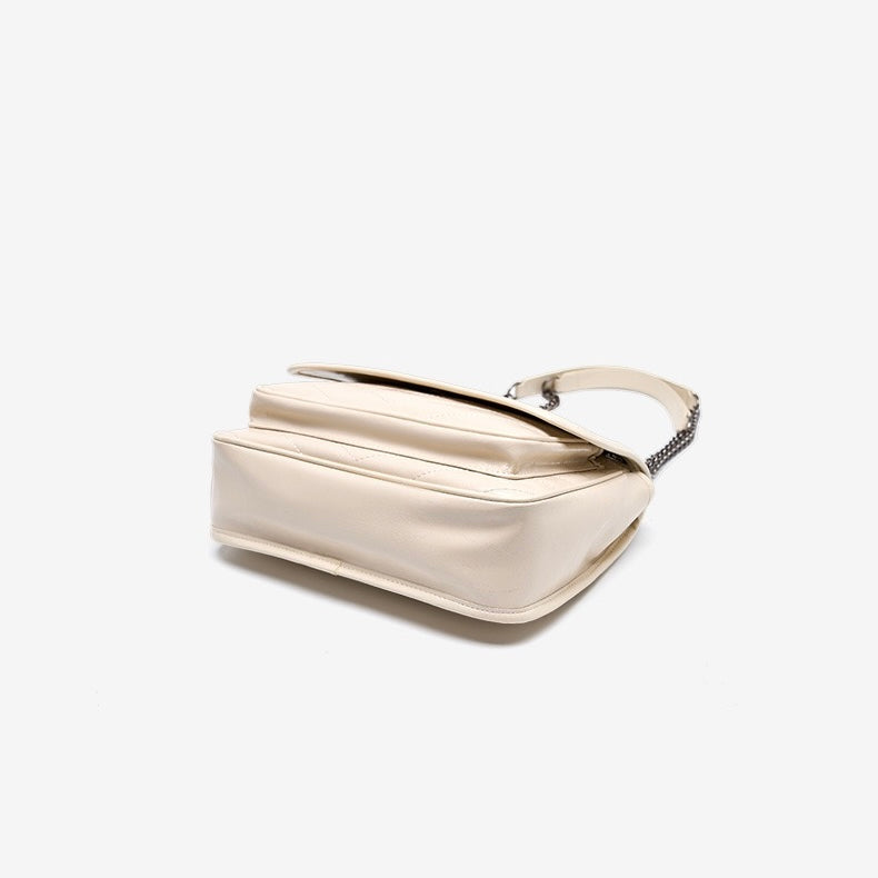 Chic Genuine Leather Chain Detail Large Capacity Messenger Bag