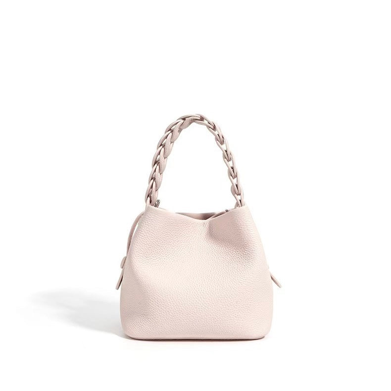 Genuine Leather Luxe Commuting Bucket Bag - Elegant Multiway Accessory