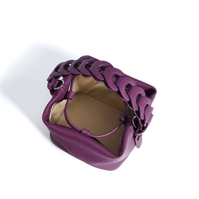 Genuine Leather Luxe Commuting Bucket Bag - Elegant Multiway Accessory