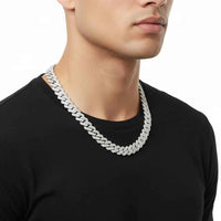 Men’s Cuban Chain Necklace Doppia Luce – Double Row Zircon Velanci