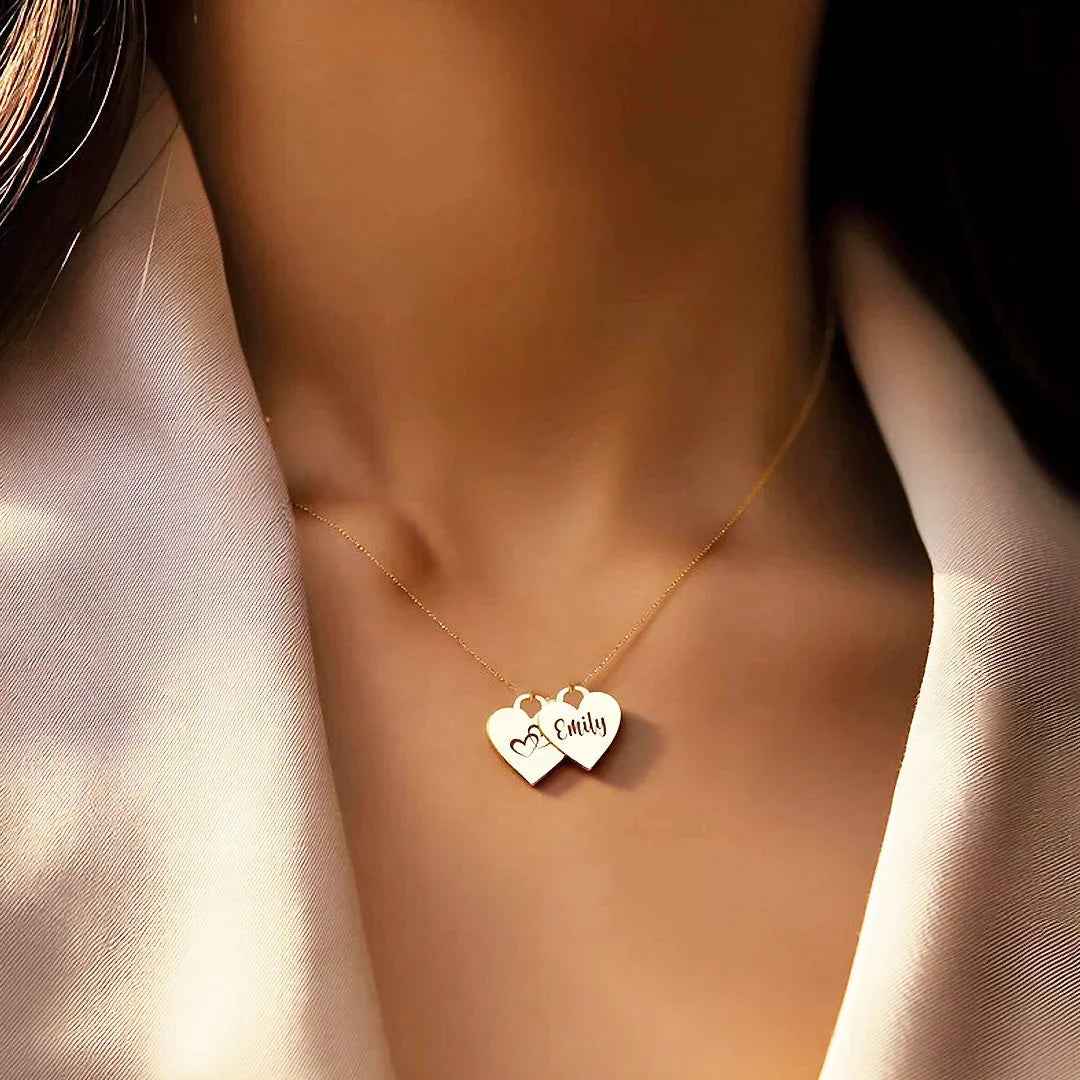 Multi-Heart Name Necklace Giulia - Personalised Connection With Up To 8 Engraved Hearts