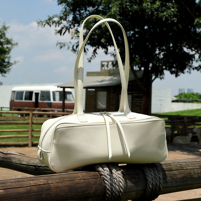 Exquisite Genuine Pebbled Leather Shoulder Handbag