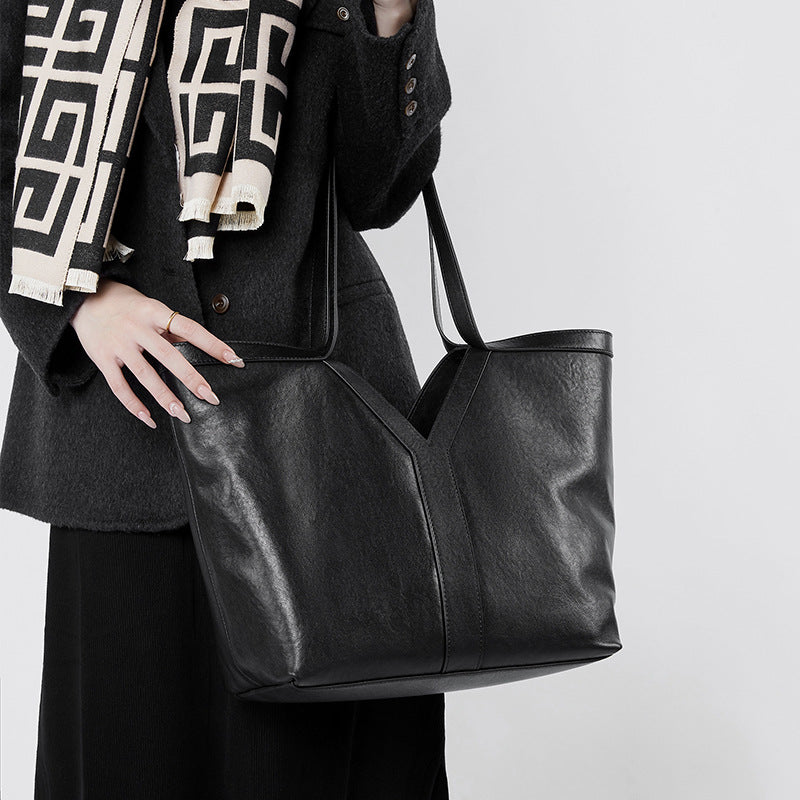 Korean Style Autumn Luxe Leather Tote Bag