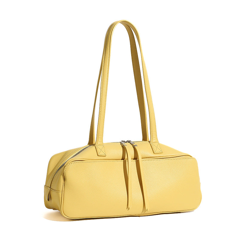 Exquisite Genuine Pebbled Leather Shoulder Handbag