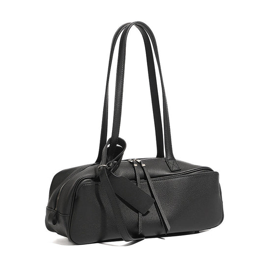 Exquisite Genuine Pebbled Leather Shoulder Handbag