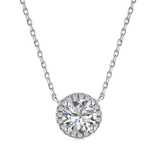 Sterling Silver Necklace Alessia - 11x10 mm CZ Halo Pendant on 40 cm Chain with 5 cm Extender Velanci