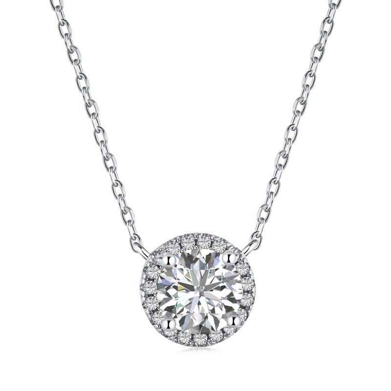 Sterling Silver Necklace Alessia - 11x10 mm CZ Halo Pendant on 40 cm Chain with 5 cm Extender Velanci