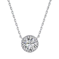 Sterling Silver Necklace Alessia - 11x10 mm CZ Halo Pendant on 40 cm Chain with 5 cm Extender Velanci