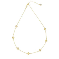 Gold Clover Necklace Aurelia - Seven Sunburst Clover Charms on 14K Gold Plated Sterling Silver, 40cm+5cm Velanci