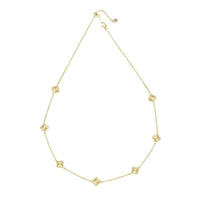 Gold Clover Necklace Aurelia - Seven Sunburst Clover Charms on 14K Gold Plated Sterling Silver, 40cm+5cm Velanci