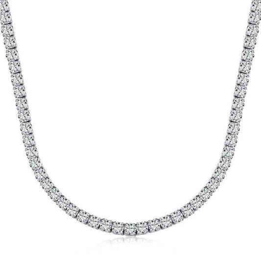 Sterling Silver 2mm Tennis Choker Camilla - Subtle Shine, Rhodium Plated, 38-43 Cm Adjustable Velanci