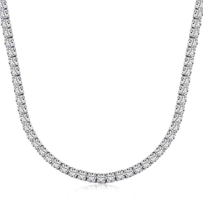 Sterling Silver 2mm Tennis Choker Camilla - Subtle Shine, Rhodium Plated, 38-43 Cm Adjustable Velanci