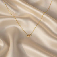 Luminous Eye Necklace Giovanna - Pearl Accent, CZ Pavé, 16-18in Adjustable Chain, 925 Silver, Optional 18K Gold Finish Velanci