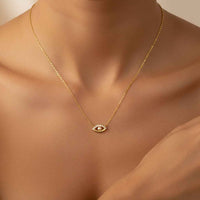 Luminous Eye Necklace Giovanna - Pearl Accent, CZ Pavé, 16-18in Adjustable Chain, 925 Silver, Optional 18K Gold Finish Velanci