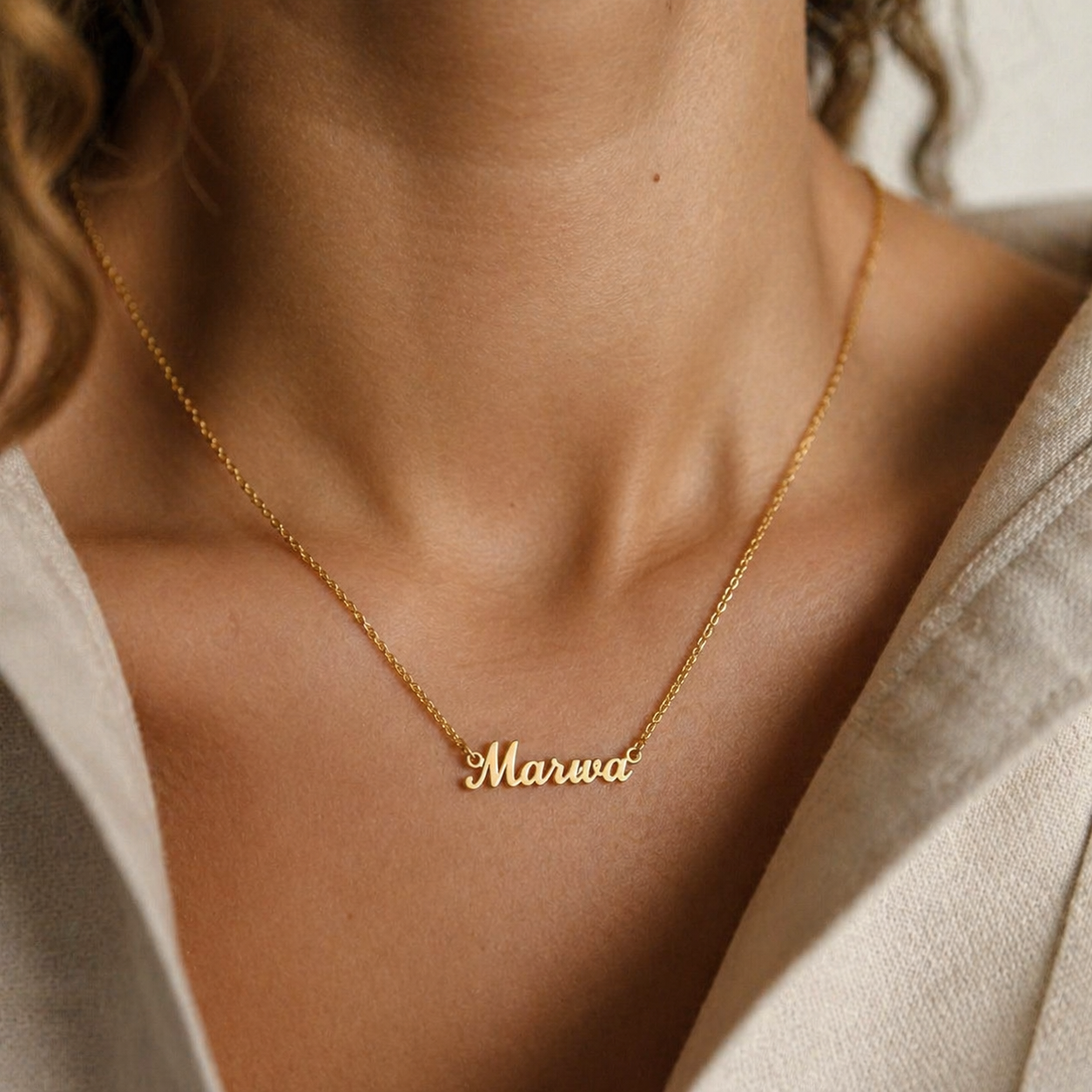 Personalized Custom Name Necklace - Engraved 18K Gold Stainless Steel Velanci