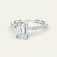 Ring Alessia - Womens Ring Emerald Cut Sterling Silver 3.9ct Center Stone Slender 1.9mm Band Daily Elegance Velanci