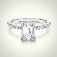 Ring Alessia - Womens Ring Emerald Cut Sterling Silver 3.9ct Center Stone Slender 1.9mm Band Daily Elegance Velanci