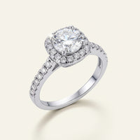 [Ring Giada] - CZ Halo Ring, Sterling Silver with Half-Paved Band, 5A Cubic Zirconia, Womens Ring Velanci
