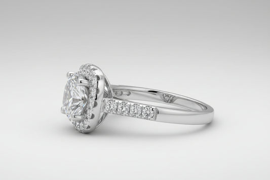 [Ring Giada] - CZ Halo Ring, Sterling Silver with Half-Paved Band, 5A Cubic Zirconia, Womens Ring Velanci