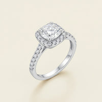 [Ring Giada] - CZ Halo Ring, Sterling Silver with Half-Paved Band, 5A Cubic Zirconia, Womens Ring Velanci