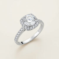 [Ring Giada] - CZ Halo Ring, Sterling Silver with Half-Paved Band, 5A Cubic Zirconia, Womens Ring Velanci