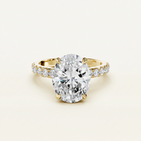 Womens Ring Giulia - Oval-Cut CZ Center Stone 8x10mm, 2.4 Ct, 18K Gold-Finish Over Silver, Pave Band Velanci