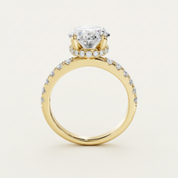 Womens Ring Giulia - Oval-Cut CZ Center Stone 8x10mm, 2.4 Ct, 18K Gold-Finish Over Silver, Pave Band Velanci
