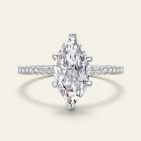 Ring Isabella - Womens Ring Sterling Silver Marquise-Cut Center Stone, Pave Band, CZ Sparkle Velanci